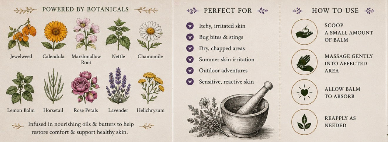 Meadow Calm Balm | Herbal Skin Comfort Balm for Itchy, Dry & Irritated Skin
