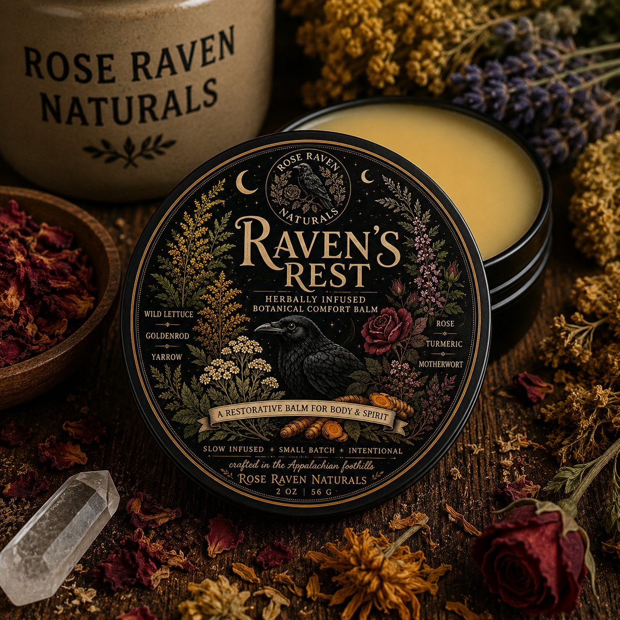 Raven’s Rest Herbal Comfort Balm | Botanical Body Balm for Muscles & Everyday Aches