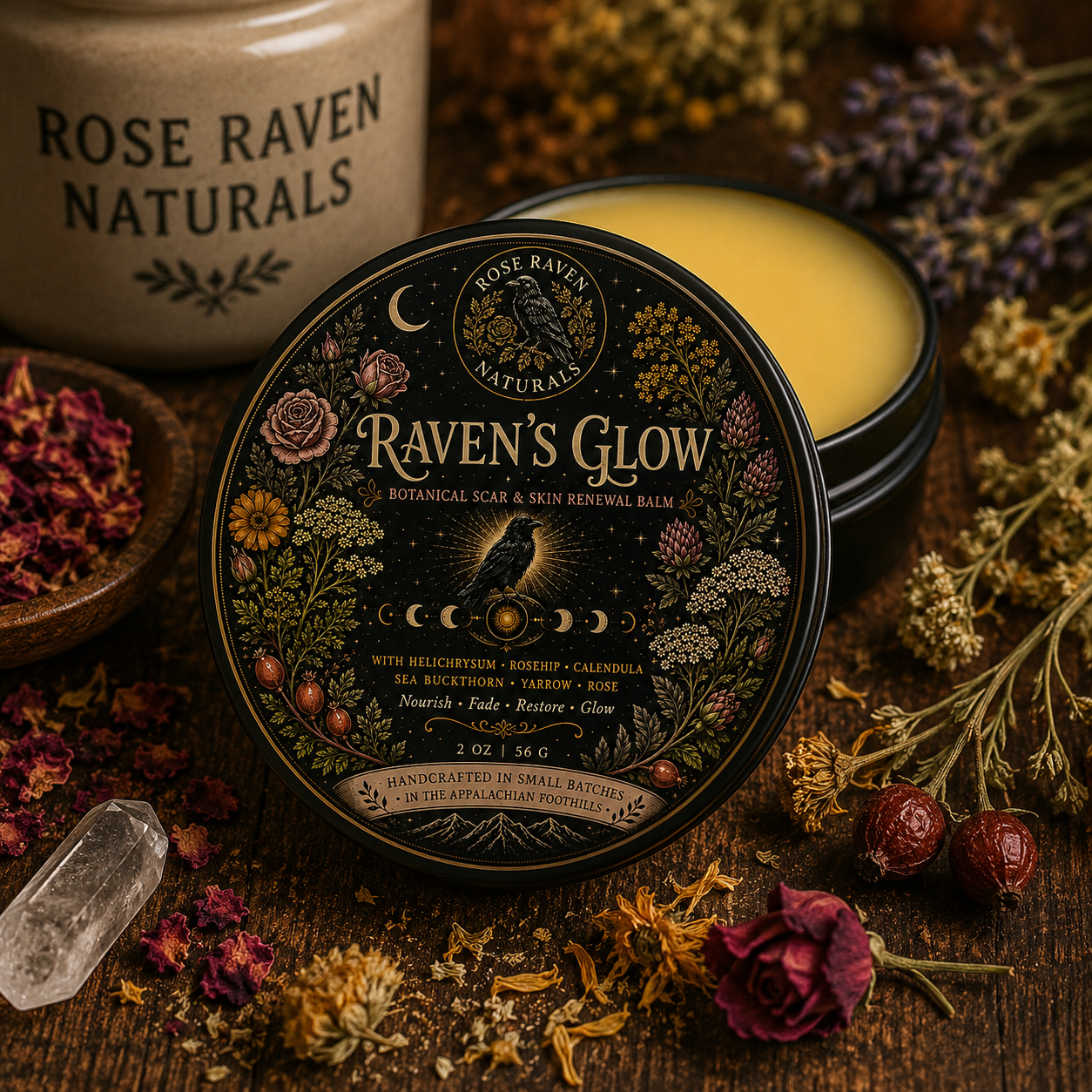 Raven’s Glow Botanical Skin Renewal Balm | Herbal Moisturizing Balm